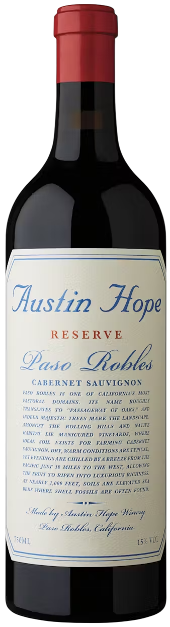 Austin Hope Reserve Cabernet Sauvignon 2021 bottle showing the best prices for Austin Hope Cabernet Sauvignon  Casedrops